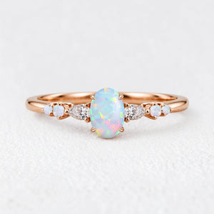 Elara’s Horizon | Oval Opal & Moissanite Engagement Ring