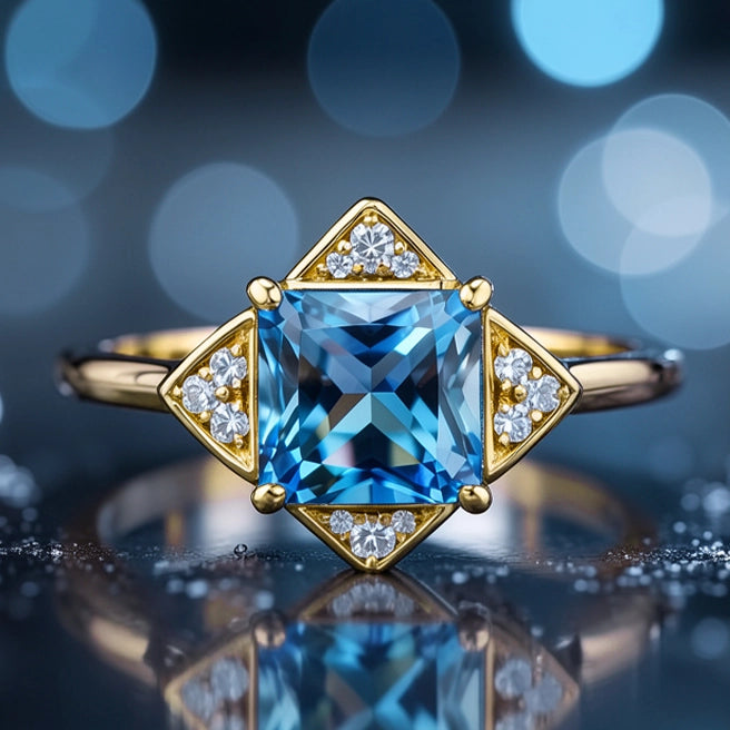 Diana's Grace | 1CT Vintage Princess Cut Blue Sapphire  Ring.