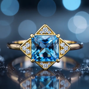 Diana's Grace | 1CT Vintage Princess Cut Blue Sapphire  Ring.