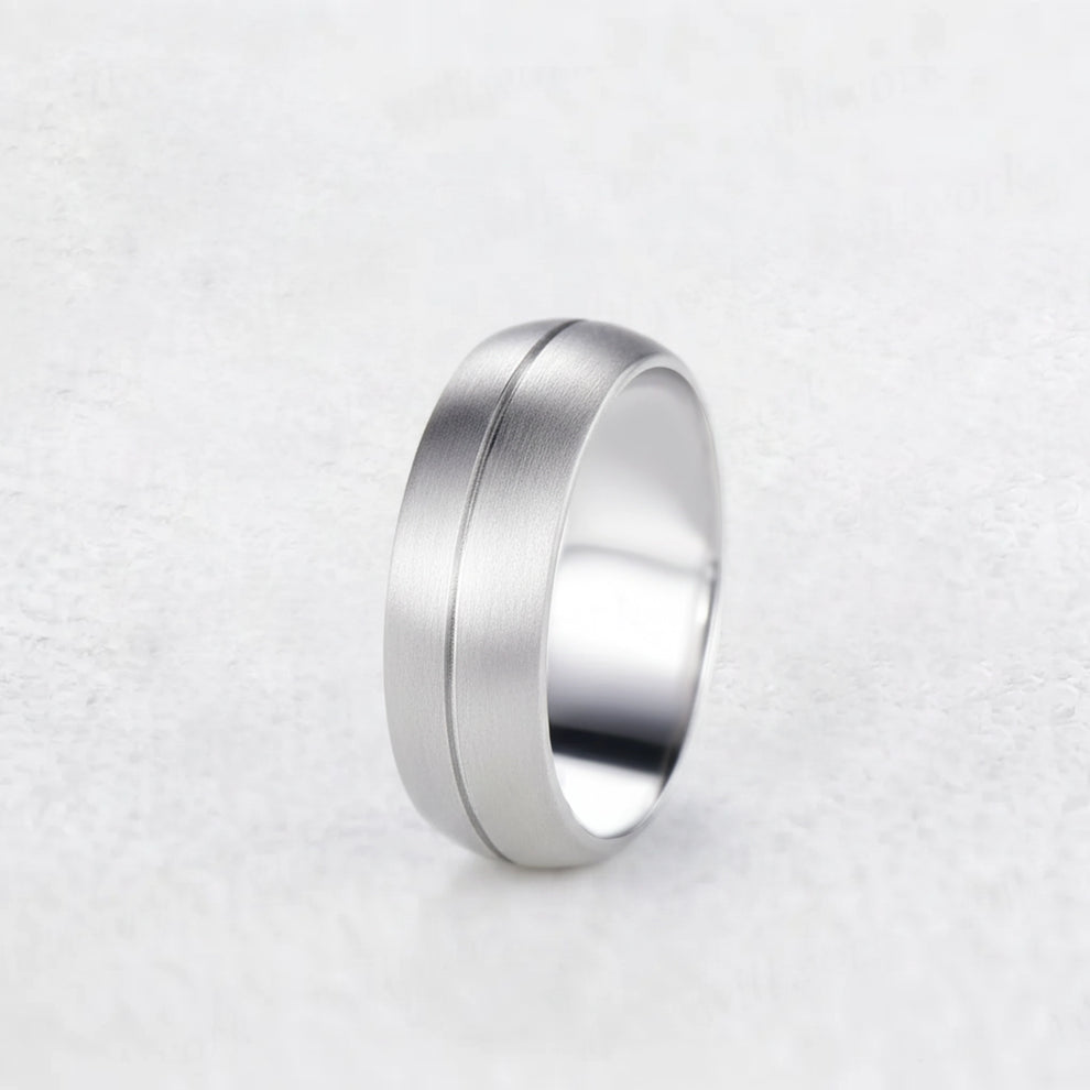 Atlas Vaulted | Architectural Brushed Men's Wedding Band.