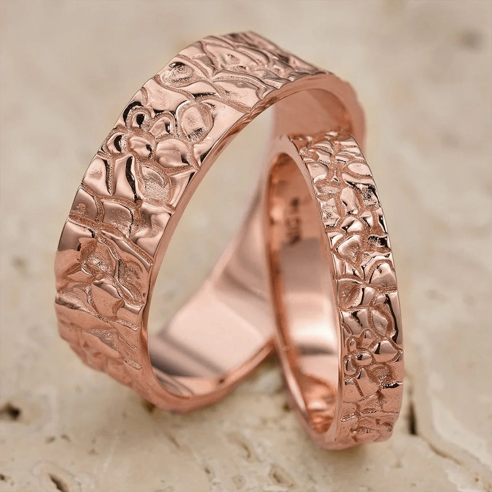 The Bedrock Set | His & Hers Rock Textured Wedding Band.