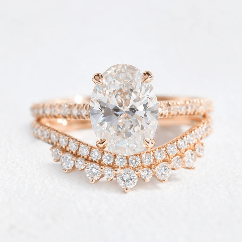 Grace’s Crown | 2CT Vintage Oval Lab Diamond Bridal Set 2pcs