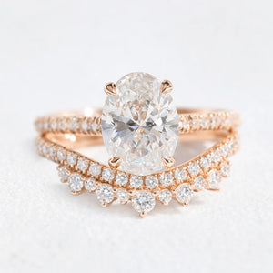 Grace’s Crown | 2CT Vintage Oval Lab Diamond Bridal Set 2pcs