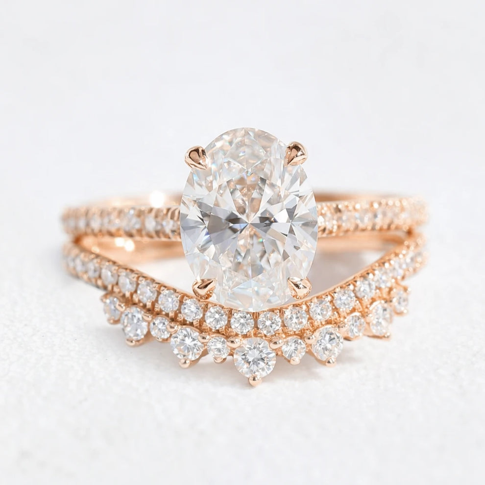Grace’s Crown | 2CT Vintage Oval Lab Diamond Bridal Set 2pcs
