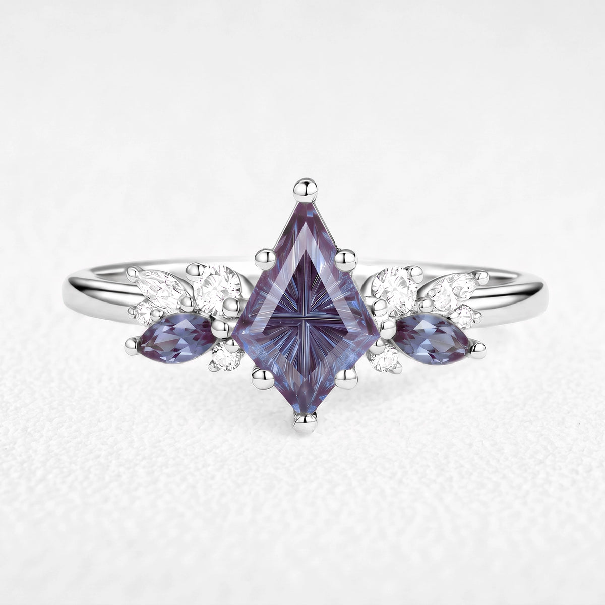 Alexandria’s Aurora | Kite Fantasy-Cut Alexandrite Cluster Engagement Ring