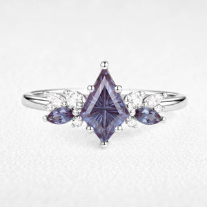 Alexandria’s Aurora | Kite Fantasy-Cut Alexandrite Cluster Engagement Ring