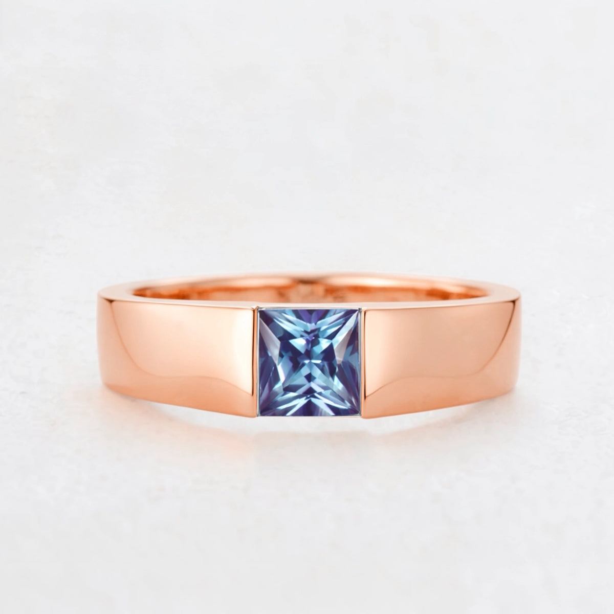The Chameleon Prism | Princess Cut Alexandrite Men's Band.