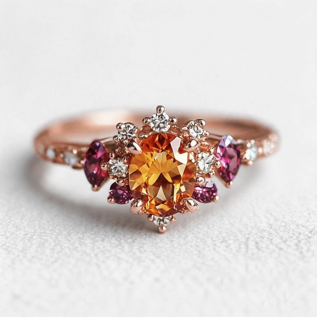 Eve’s Sunset | Spessartine Garnet Engagement Ring.