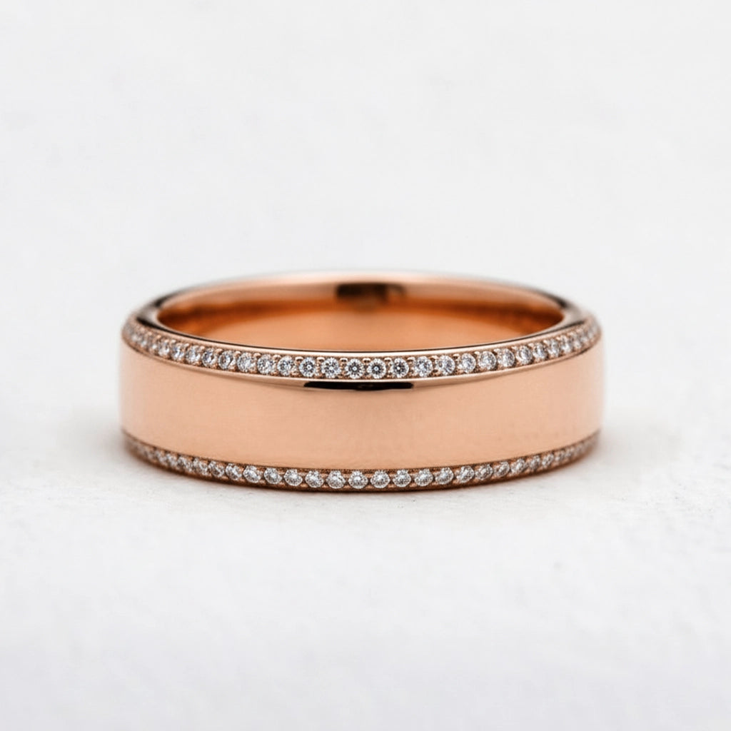 Twin Edge | Double Diamond Band in Polished Finish.