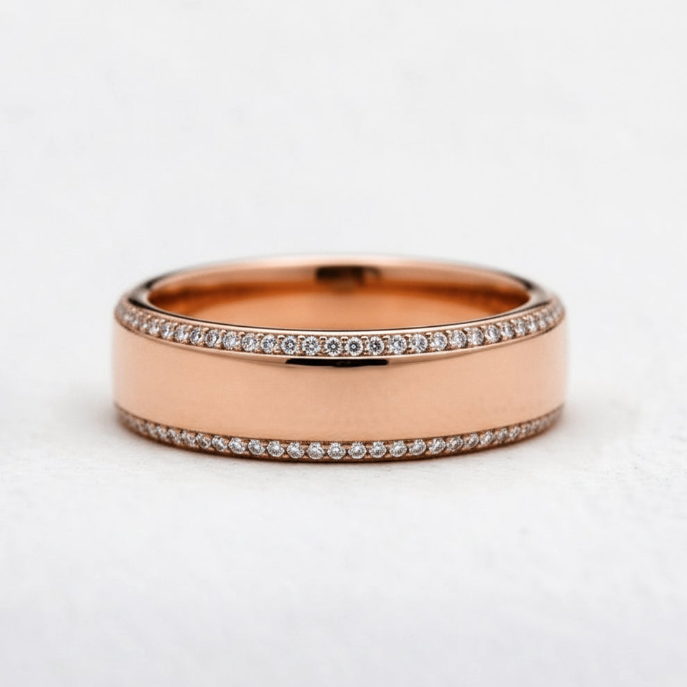 Twin Edge | Double Diamond Band in Polished Finish.