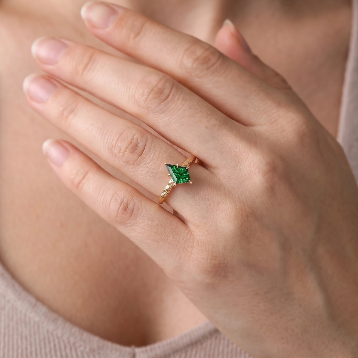 Alexandra’s Aigrette | Kite Fantasy-Cut Emerald Solitaire Engagement Ring