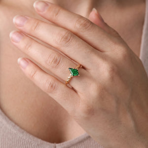 Alexandra’s Aigrette | Kite Fantasy-Cut Emerald Solitaire Engagement Ring