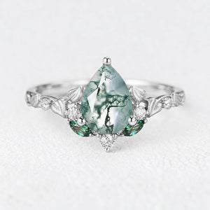 Seraphina’s Verdant | Pear Moss Agate Engagement Ring