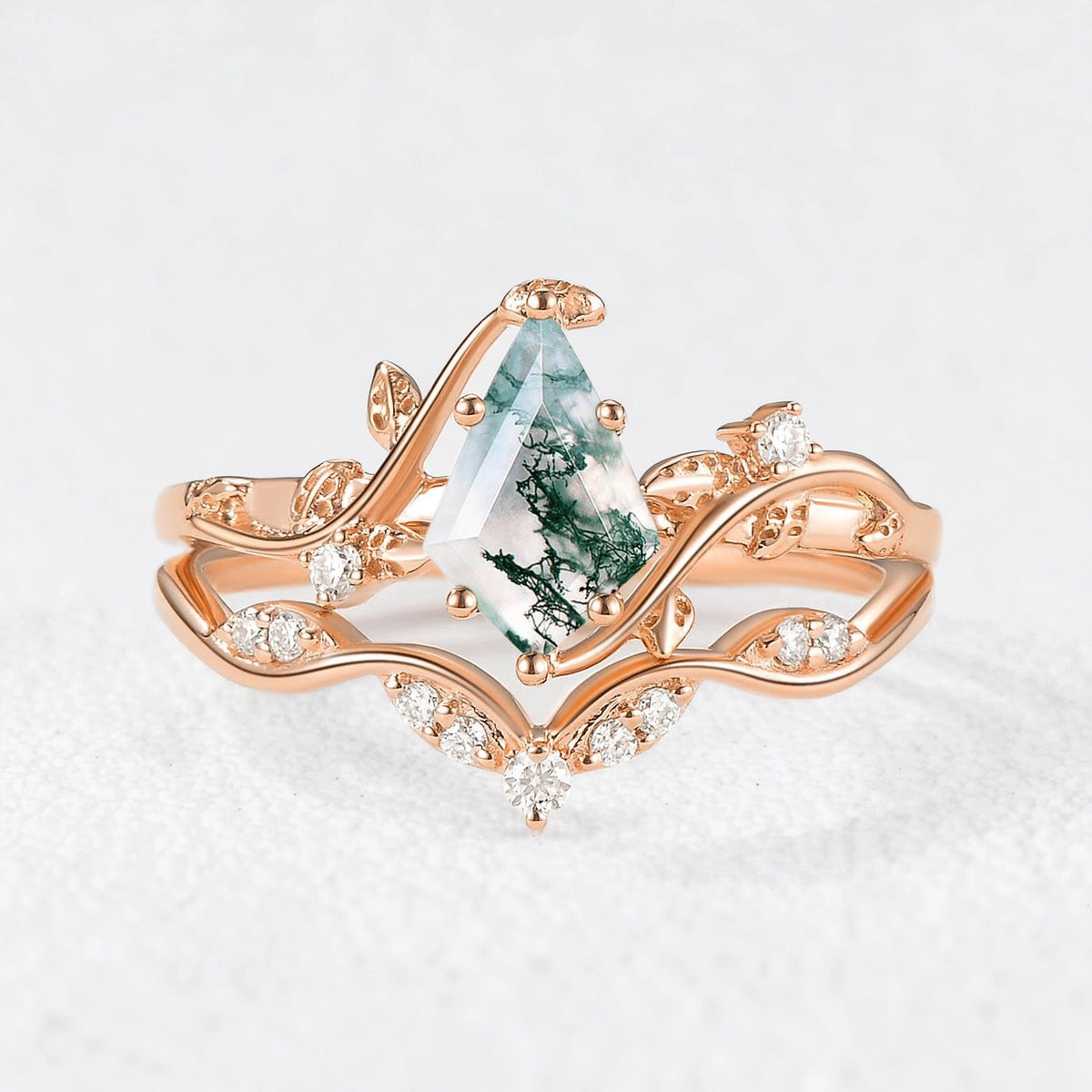 Marguerite’s Twine | Kite Moss Agate Vintage Bridal Duo