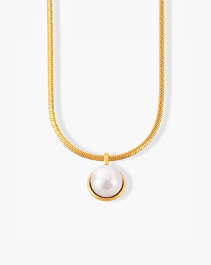 Gold Serpent & Tide Moon Pendant Necklace