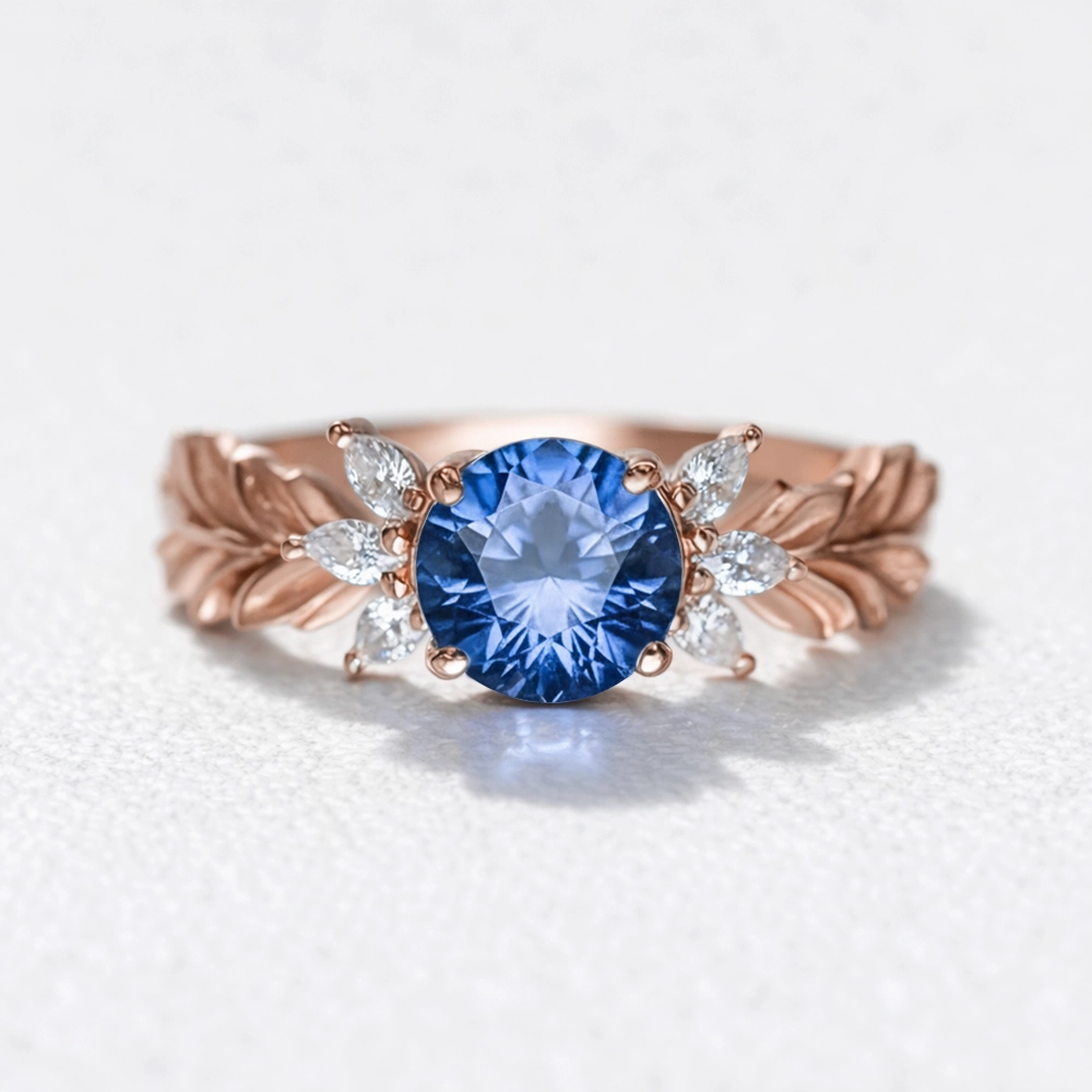 Stella‘s Folio | Blue Sapphire & Diamond Vine Engagement Ring.