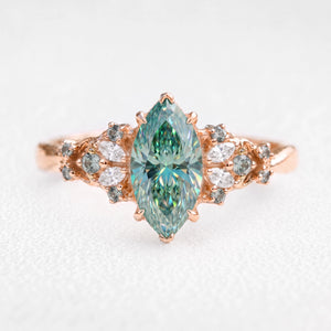 Joséphine’s Verdure | 1CT Marquise-Cut Green Moissanite Vintage Engagement Ring