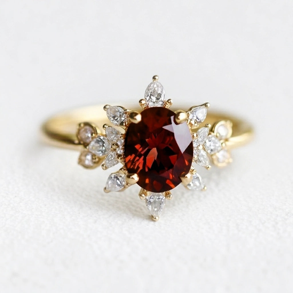 Scarlett’s Midnight | Oval Garnet Engagement Ring.