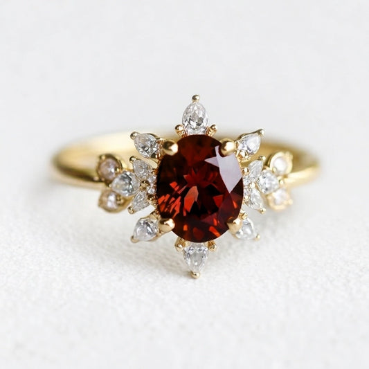 Scarlett’s Midnight | Oval Garnet Engagement Ring.