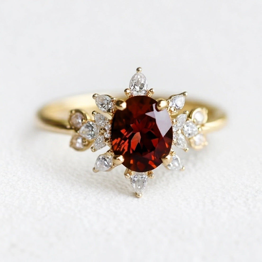 Scarlett’s Midnight | Oval Garnet Engagement Ring.