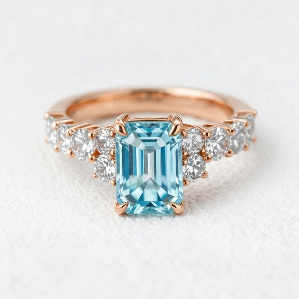 Eleanor’s Radiance | 2CT Emerald Cut Blue Sapphire Ring.