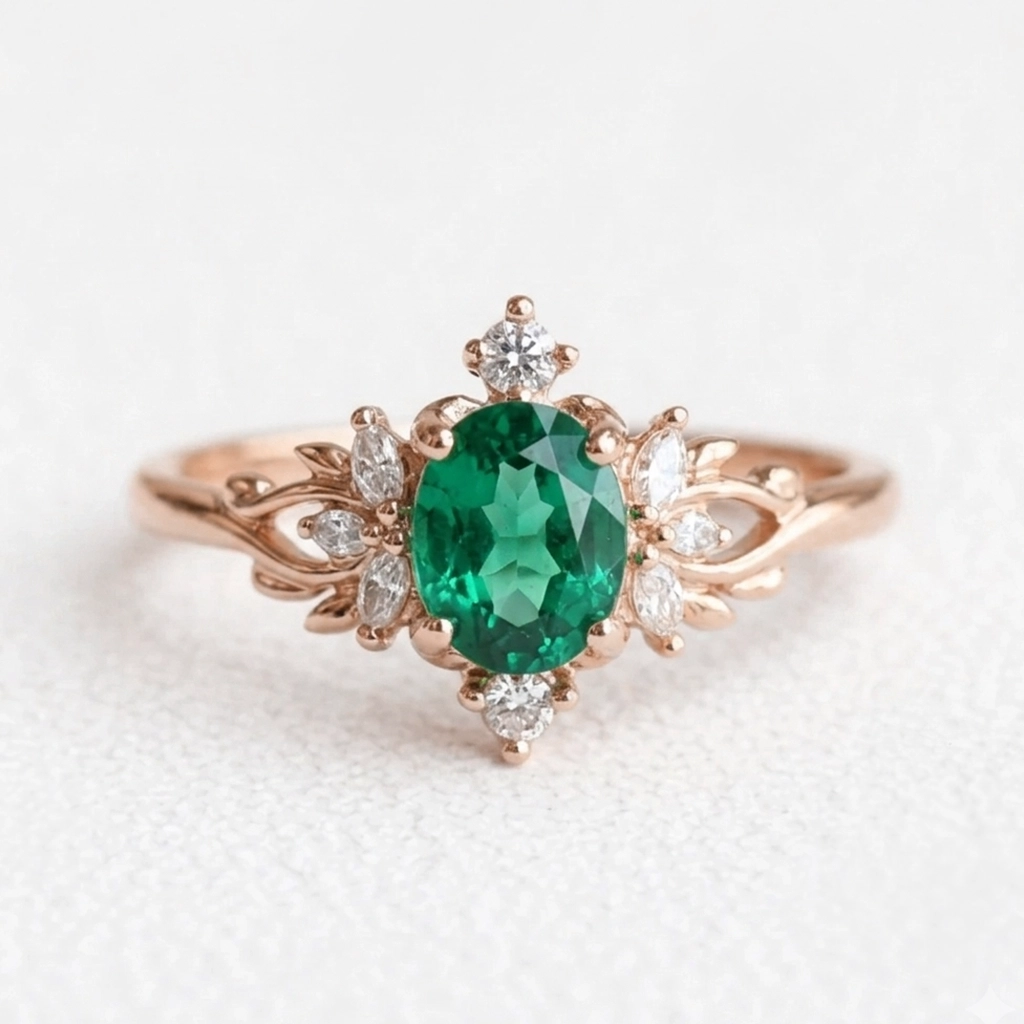 Mosslight Glade | Vintage Emerald Forest Engagement Ring.