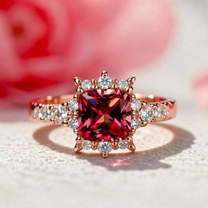 Aurora‘s Cardinal | Princess Cut Ruby Solitaire Ring.