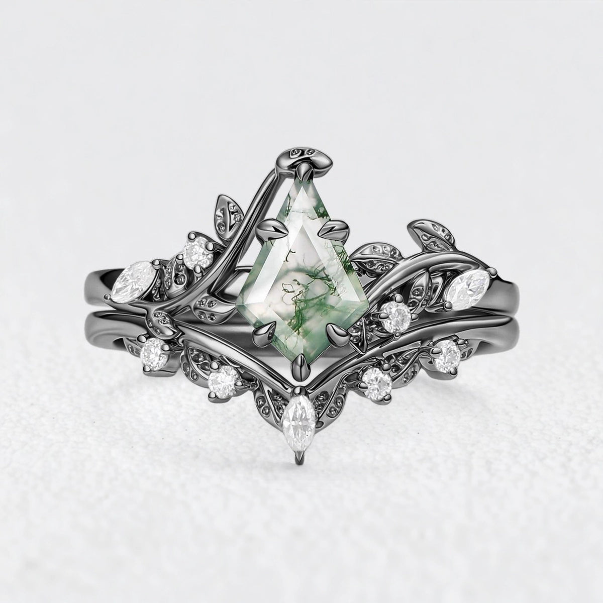 Marguerite’s Vine | Kite Moss Agate Bridal Duo