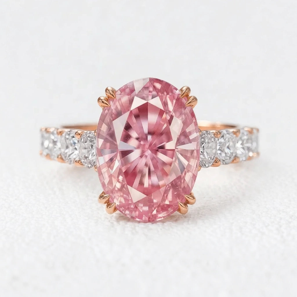 Camilla's Sonnet | 5CT Oval Pink Sapphire Solitaire Engagement Ring