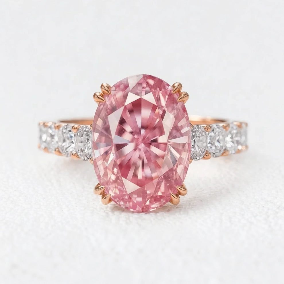 Camilla's Sonnet | 5CT Oval Pink Sapphire Solitaire Engagement Ring