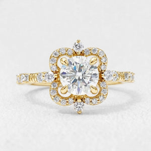 Luna’s Float | 2CT Round Art Diamond Floating Halo Gold Ring.
