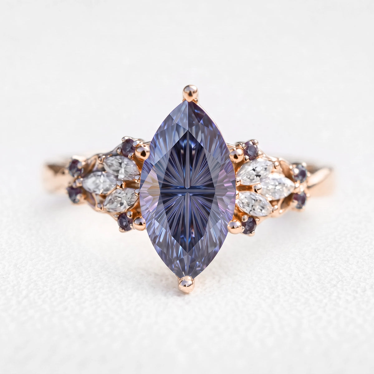 Eleonora’s Eclipse | 2CT Fantasy-Cut Marquise Alexandrite Vintage Engagement Ring