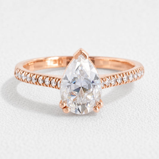 Grace’s Solitaire | 1.7CT Pear Cut Lab Diamond Engagement Ring.