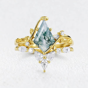 Isadora’s Vine | Kite Cut Moss Agate Bridal Duo