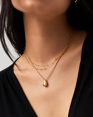 18K Gold Vermeil Droplet Pendant & Double Necklace Set.