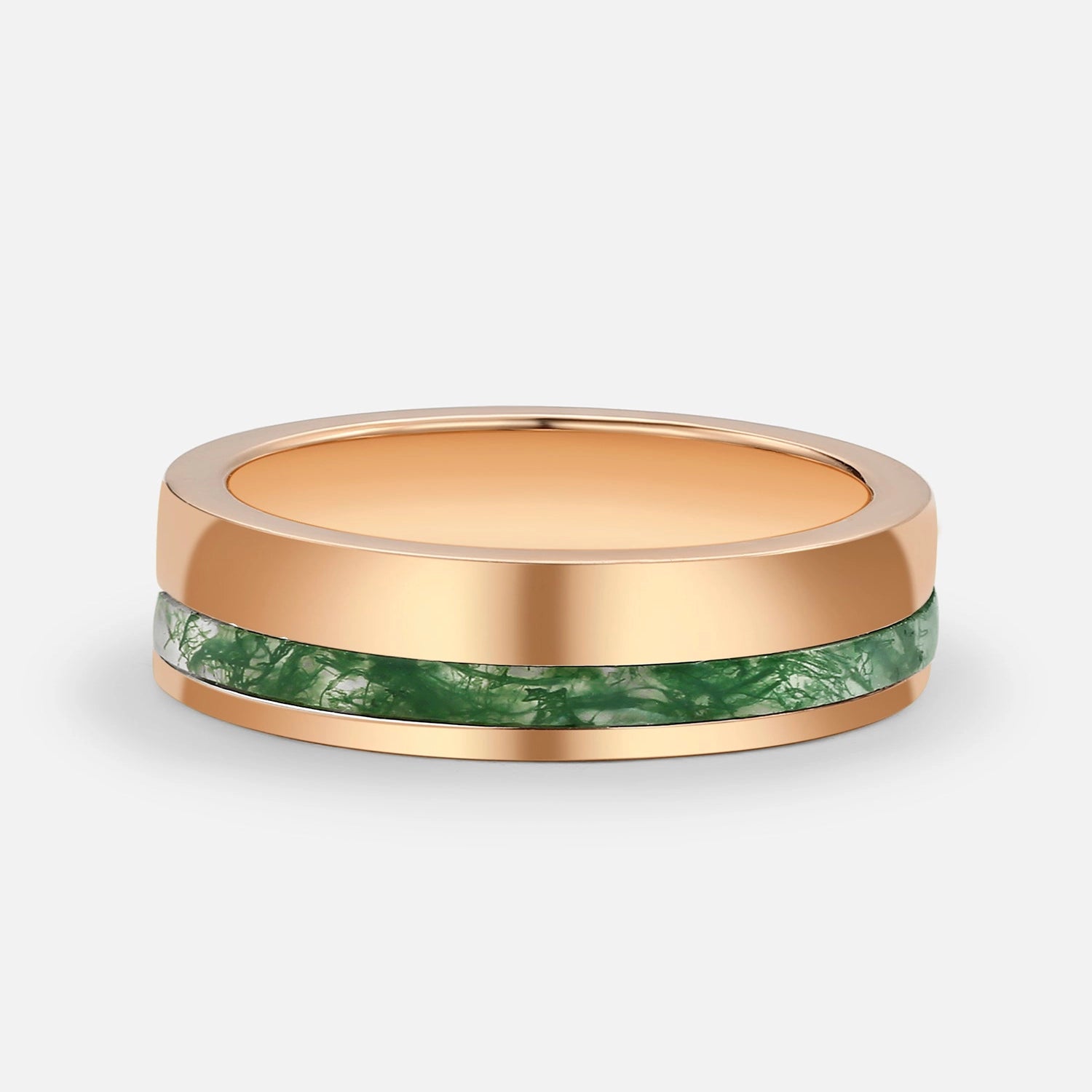 Sylvie’s Bower | Kite Cut Moss Agate Cage Leafy Couple Ring Set 3pcs.