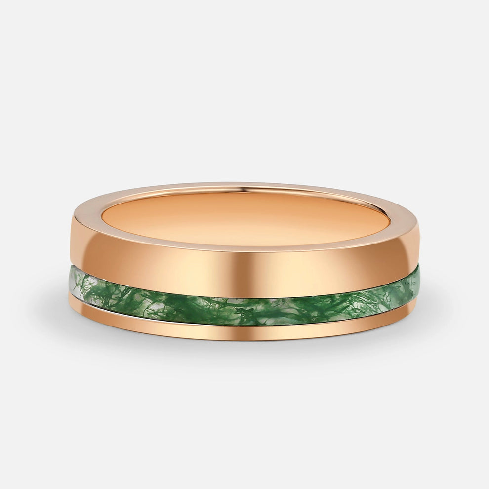 Sylvie’s Bower | Kite Cut Moss Agate Cage Leafy Couple Ring Set 3pcs.