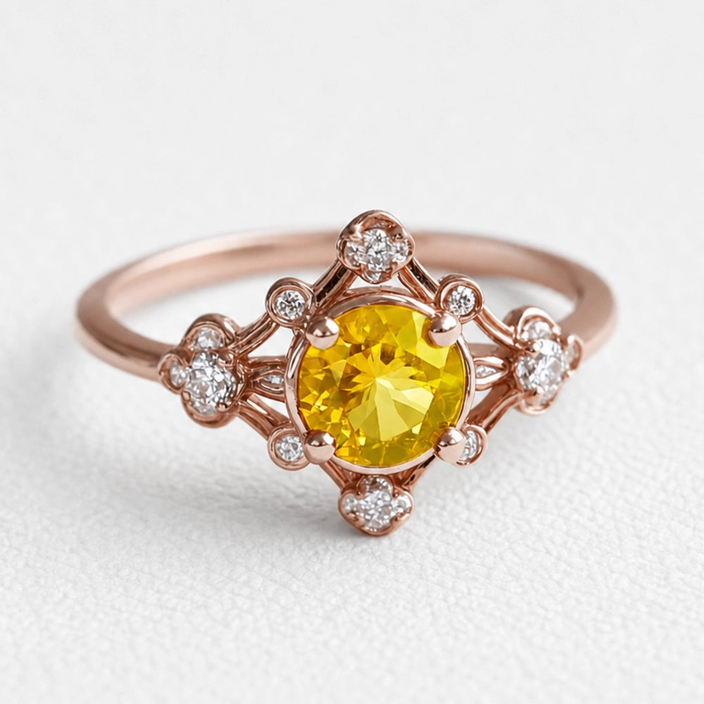 Sophia‘s Sunrise | Oval Cut Natural Yellow Sapphire Engagement Ring.