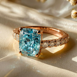 Aria‘s Embrace | Cushion Cut Blue Sapphire Ring.
