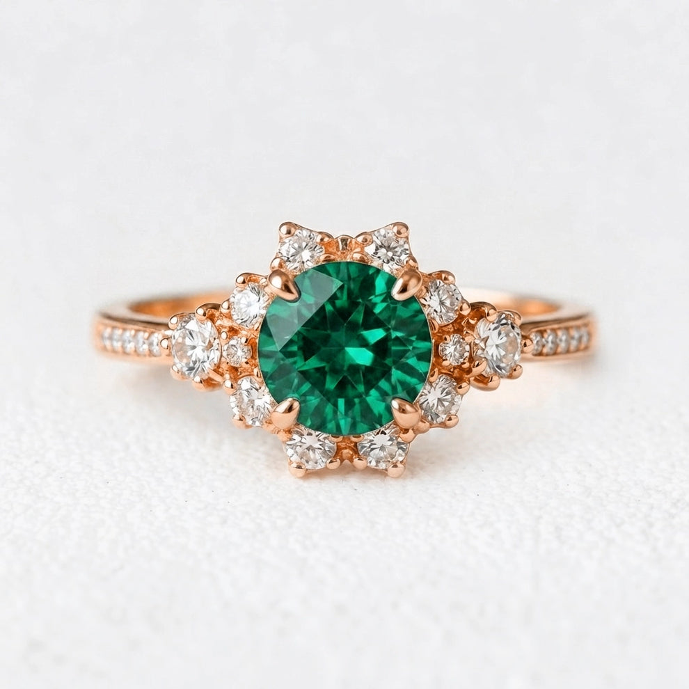 Aria’s Breeze | Round Green Sapphire Engagement Ring