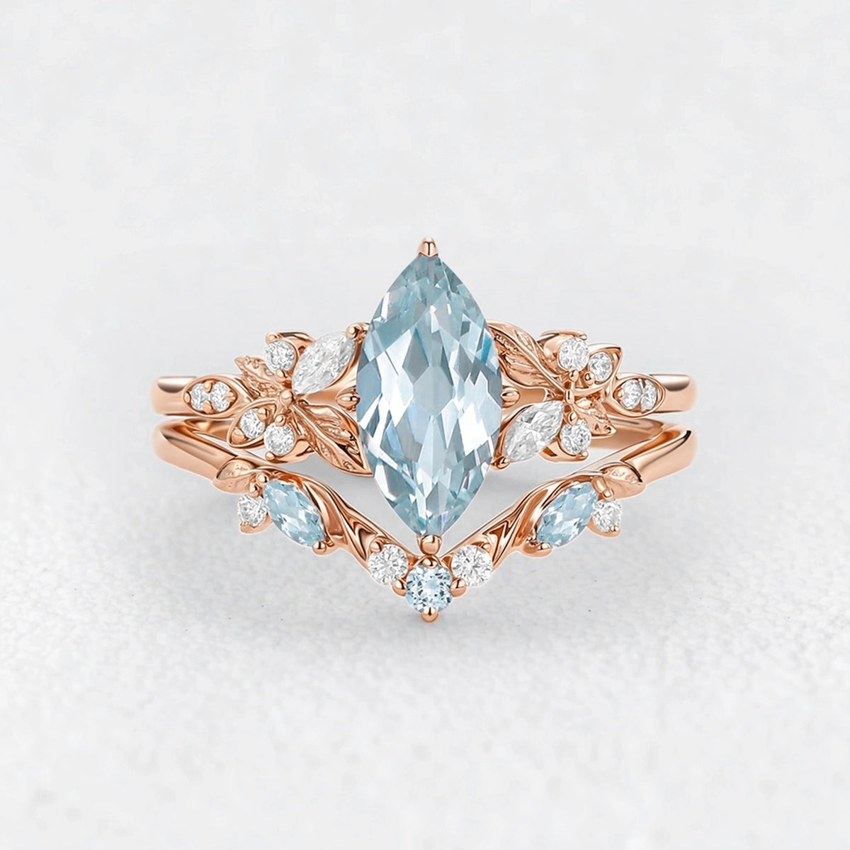 Marina’s Tide | Marquise Aquamarine Bridal Set 2pcs
