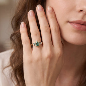Theodora’s Regalia | Fantasy-Cut Oval Green Sapphire Filigree Engagement Ring
