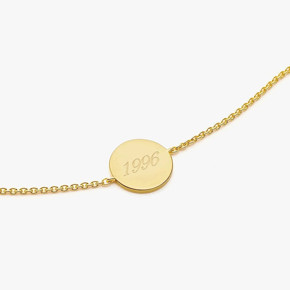 18K Gold Plated Vermeil Engravable Round Bracelet.