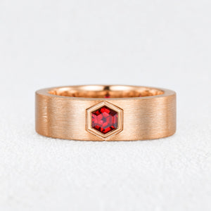 Alexander‘s Aegis | Hexagon Ruby Brushed Men’s Band
