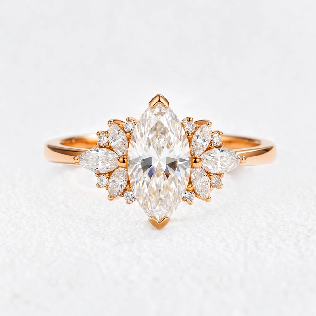 Aurora’s Wings | Marquise Diamond Cluster Engagement Ring