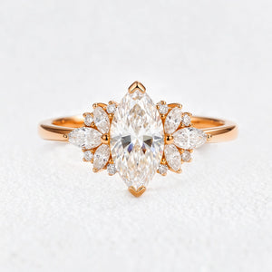 Aurora’s Wings | Marquise Diamond Cluster Engagement Ring