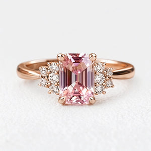 Aurora’s Promise | 2CT Emerald Cut Pink Sapphire Engagement Ring
