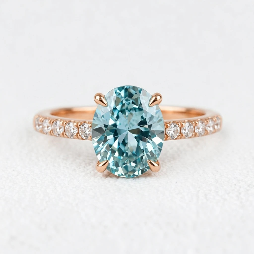 Selene’s Glow | 2CT Oval Cut Green Sapphire Ring