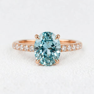 Selene’s Glow | 2CT Oval Cut Green Sapphire Ring