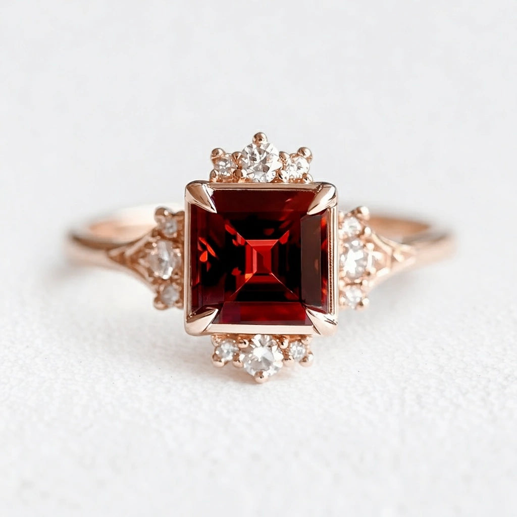 Victorian Hearth | Red Garnet Engagement Ring